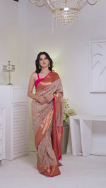 Beige Kani Kanjivaram Silk Saree