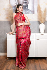 Red Kani Organza Silk Saree