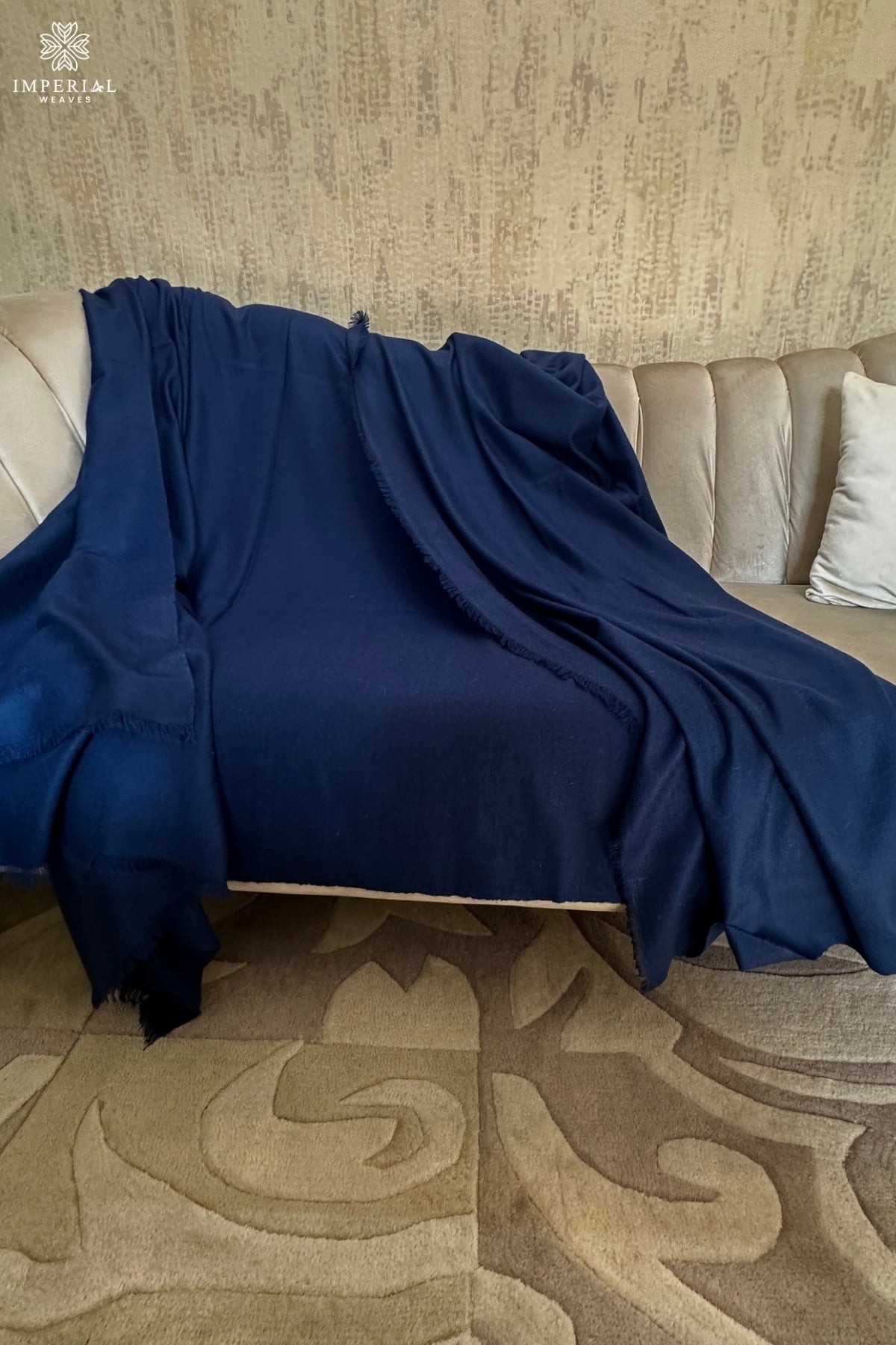 Navy Blue Pashmina Throw / Blanket