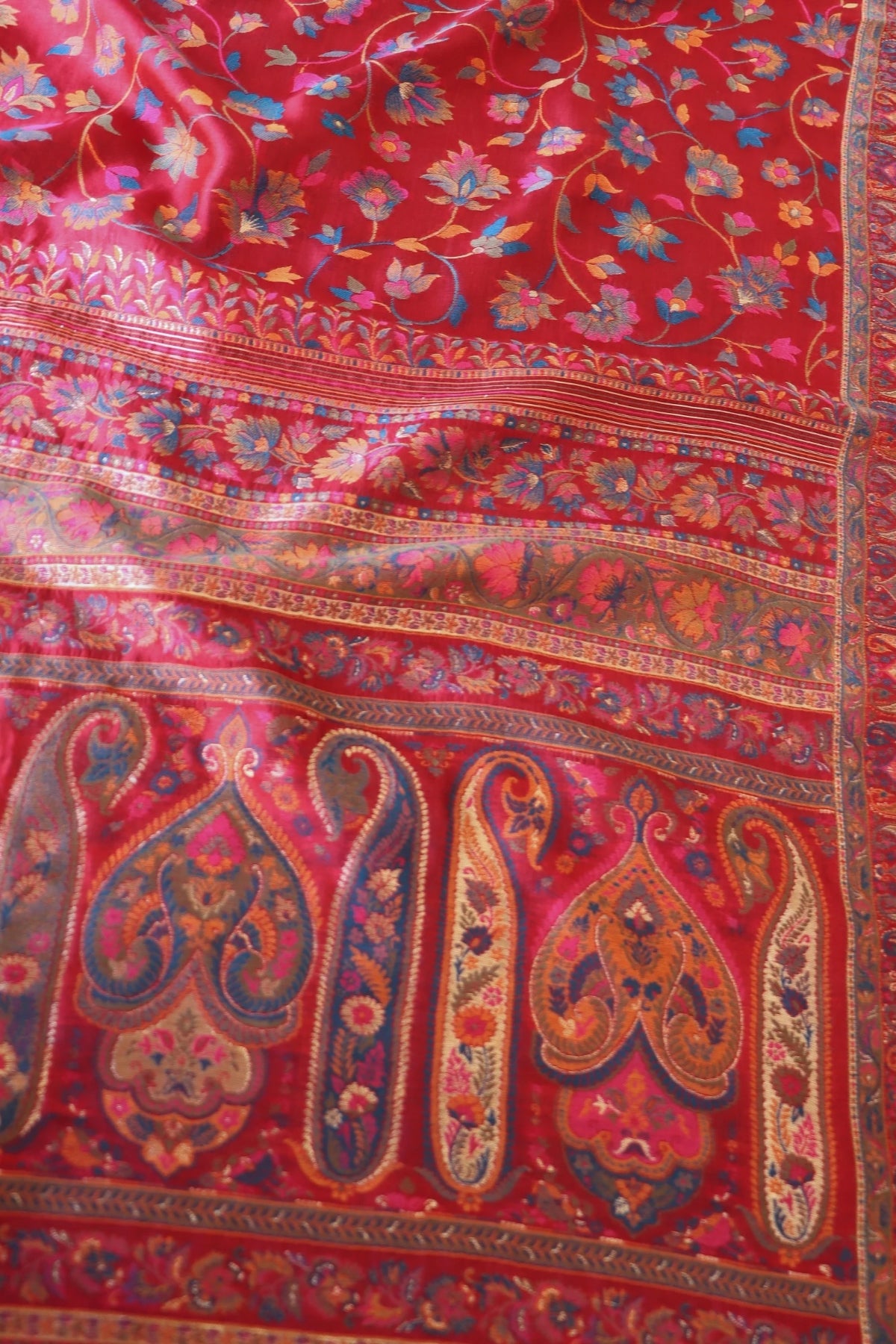 Red Kani Organza Silk Saree