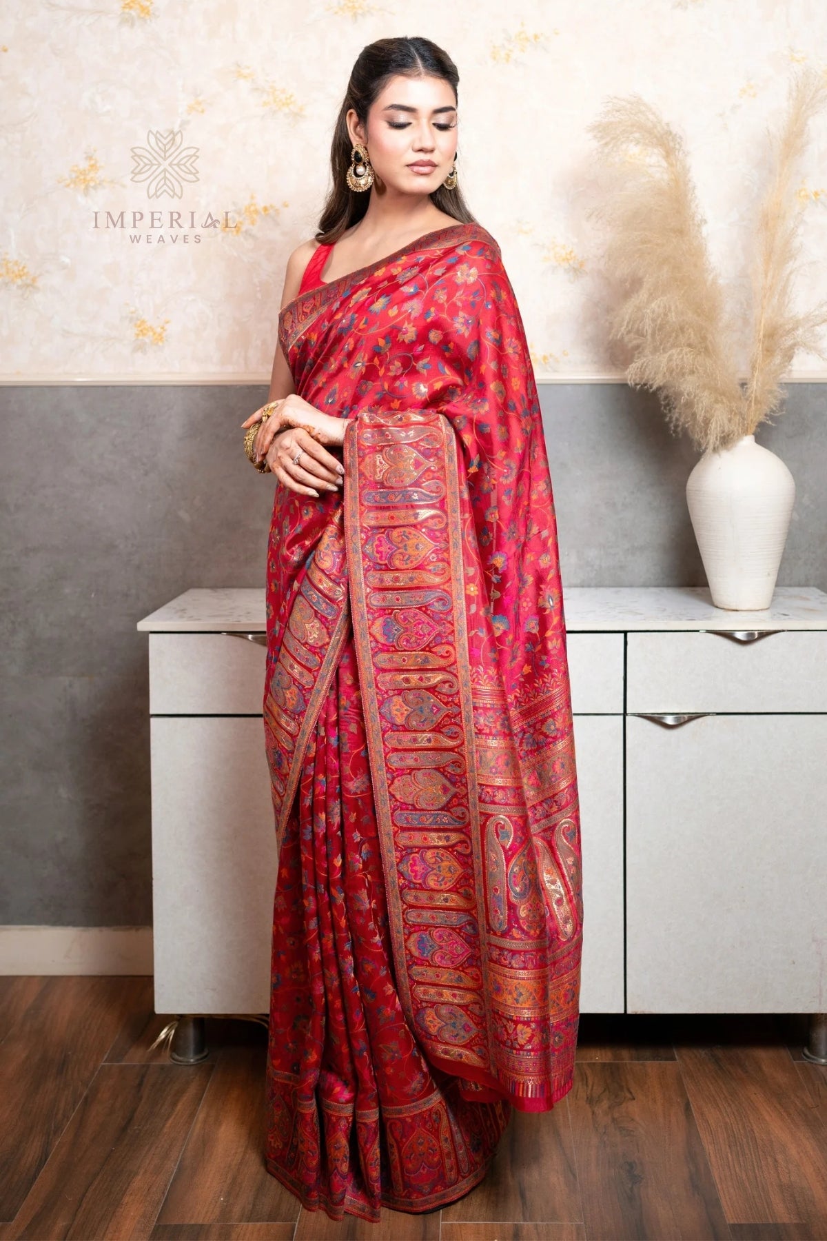 Red Kani Organza Silk Saree