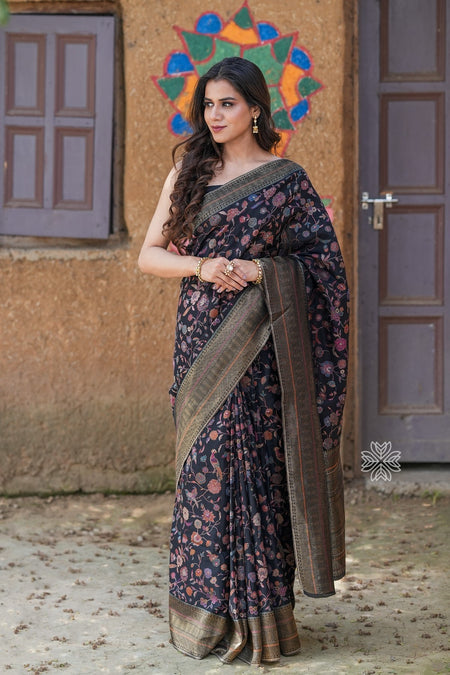 Black All Over Kani Organza Silk Saree
