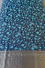 Navy Blue Kani Organza Silk Saree