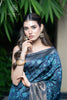 Navy Blue Kani Organza Silk Saree