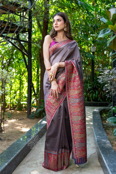 Purple Kani Tissue Silk Saree