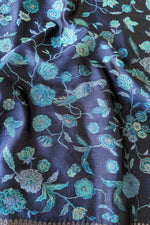 Navy Blue Kani Organza Silk Saree