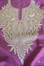 Mauve Fine Wool Zari Embroidered Unstitched Suit