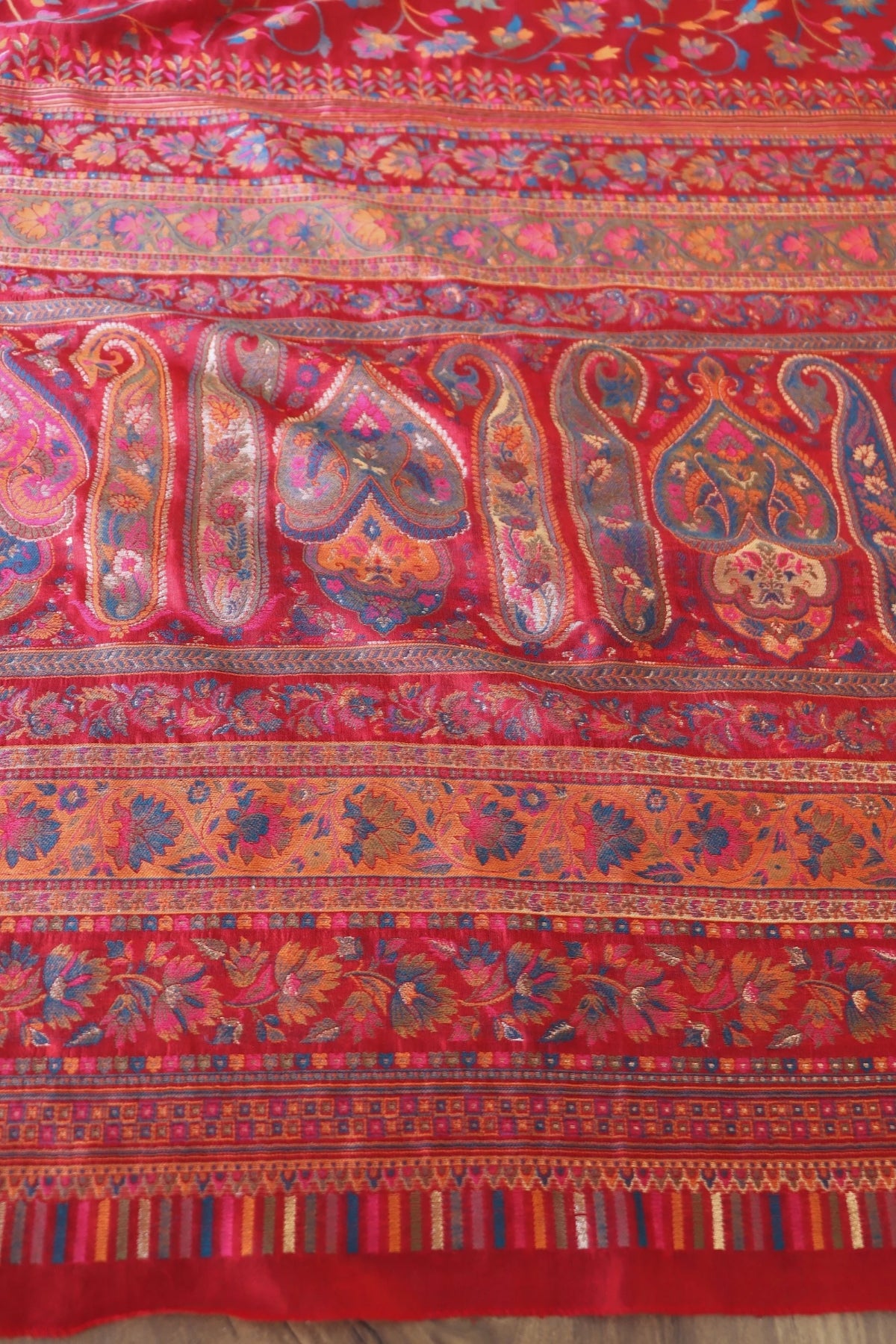 Red Kani Organza Silk Saree