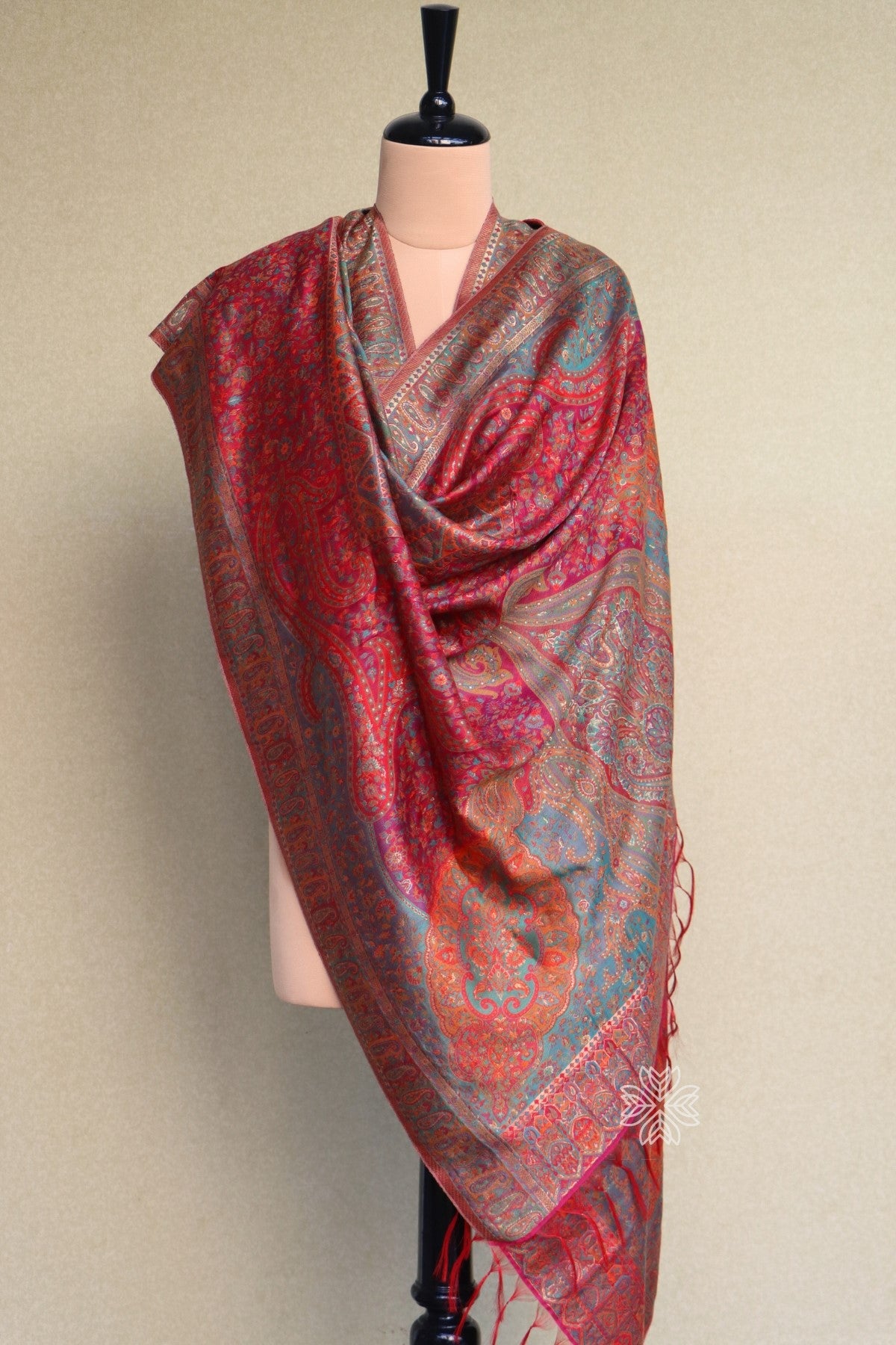 wine Kani Silk Dupatta