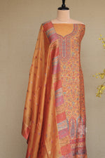 Yellow Kani Silk Linen Suit with Zari